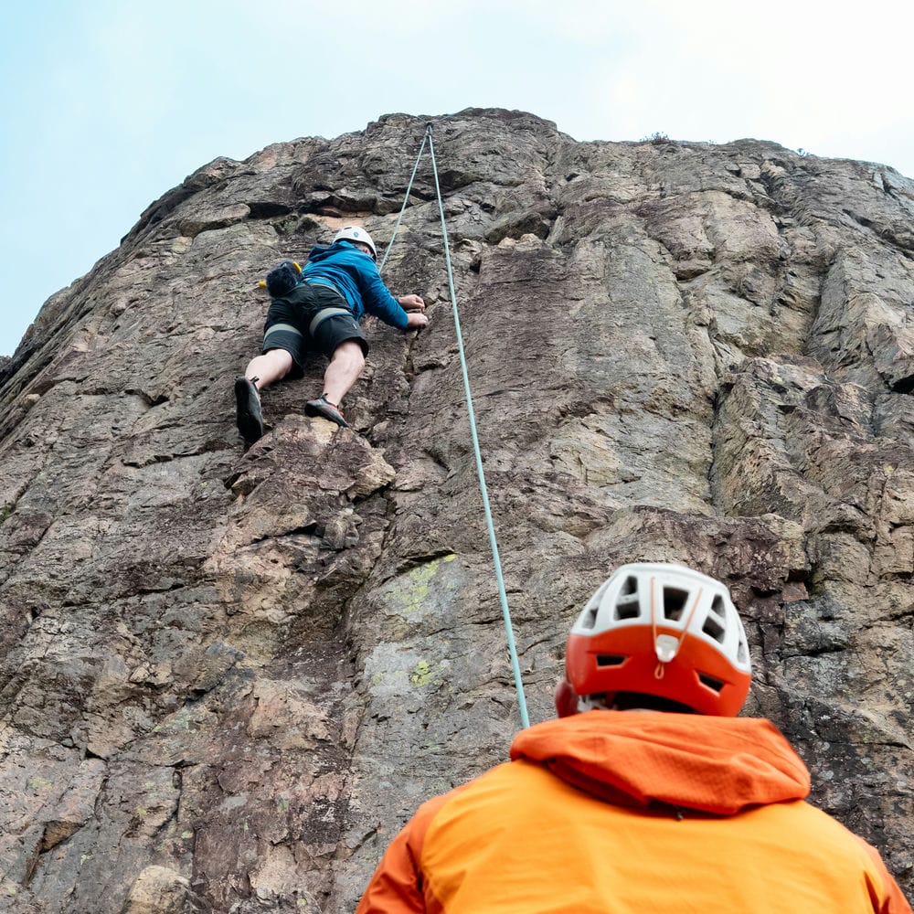 Top rope climbing outdoors